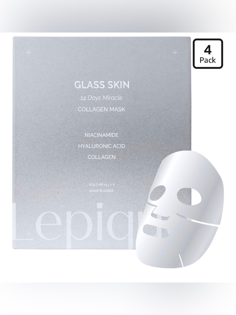 L’Epique Glass Skin Collagen Mask - Luxury Spa Hydrating Sheet Mask (4 Pack)